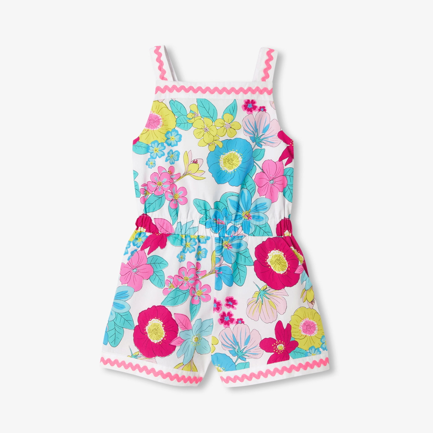 Girl floral poplin jumpsuit - blanc/multico