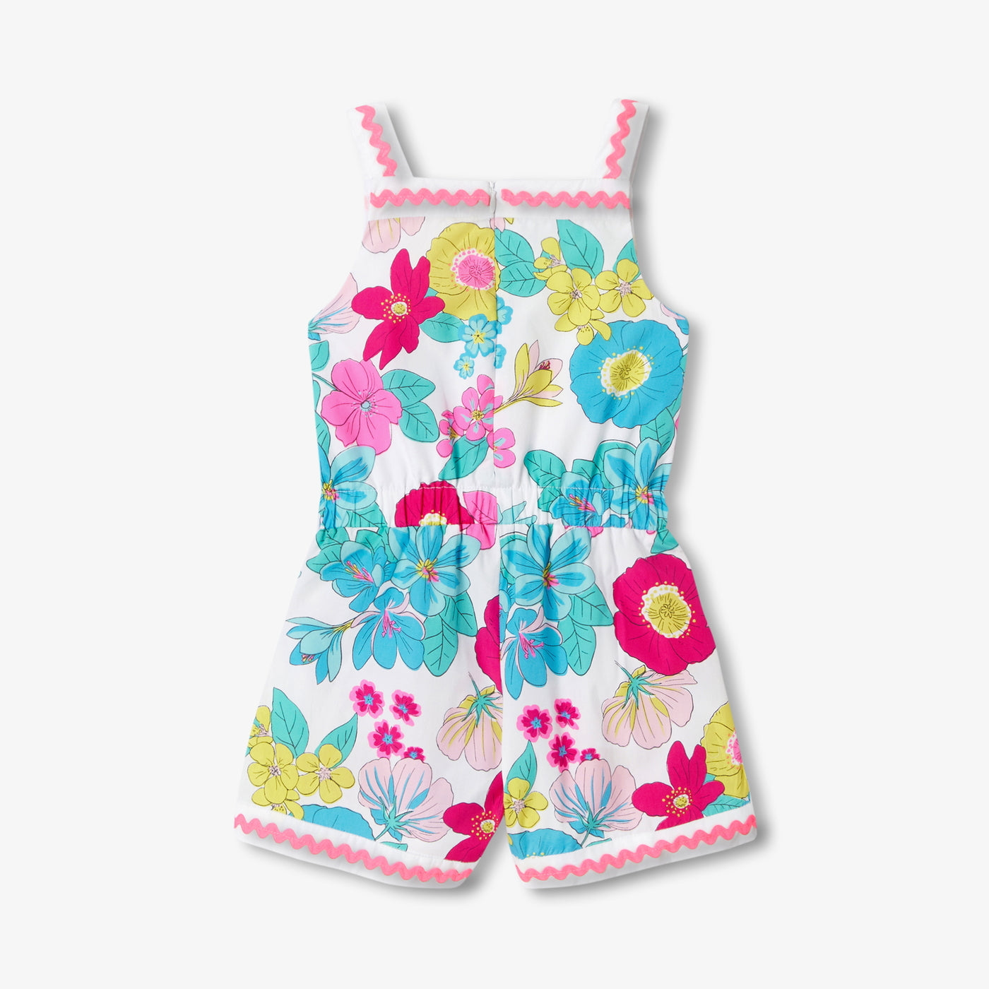 Girl floral poplin jumpsuit - blanc/multico