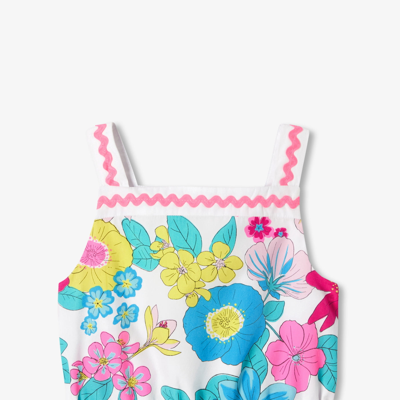 Girl floral poplin jumpsuit - blanc/multico