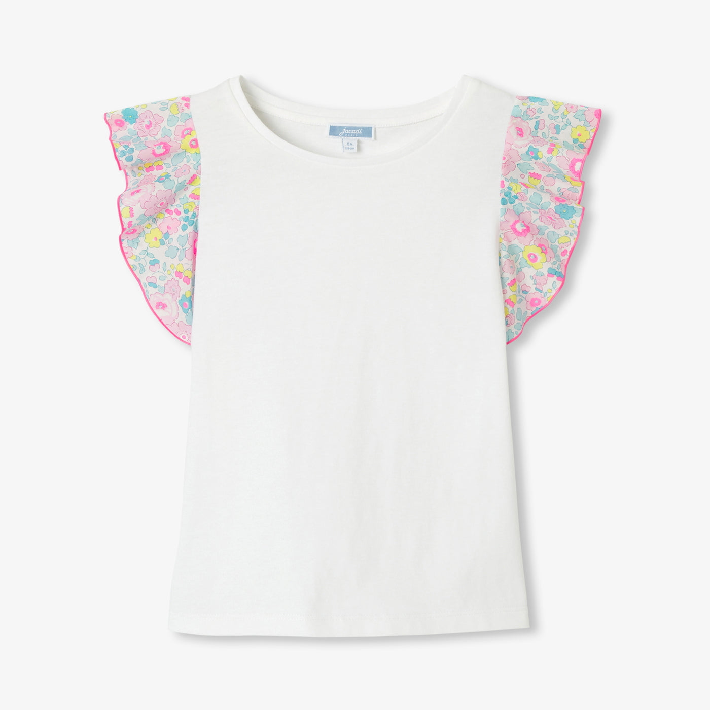 Girl T-shirt with ruffled sleeves - blanc jacadi