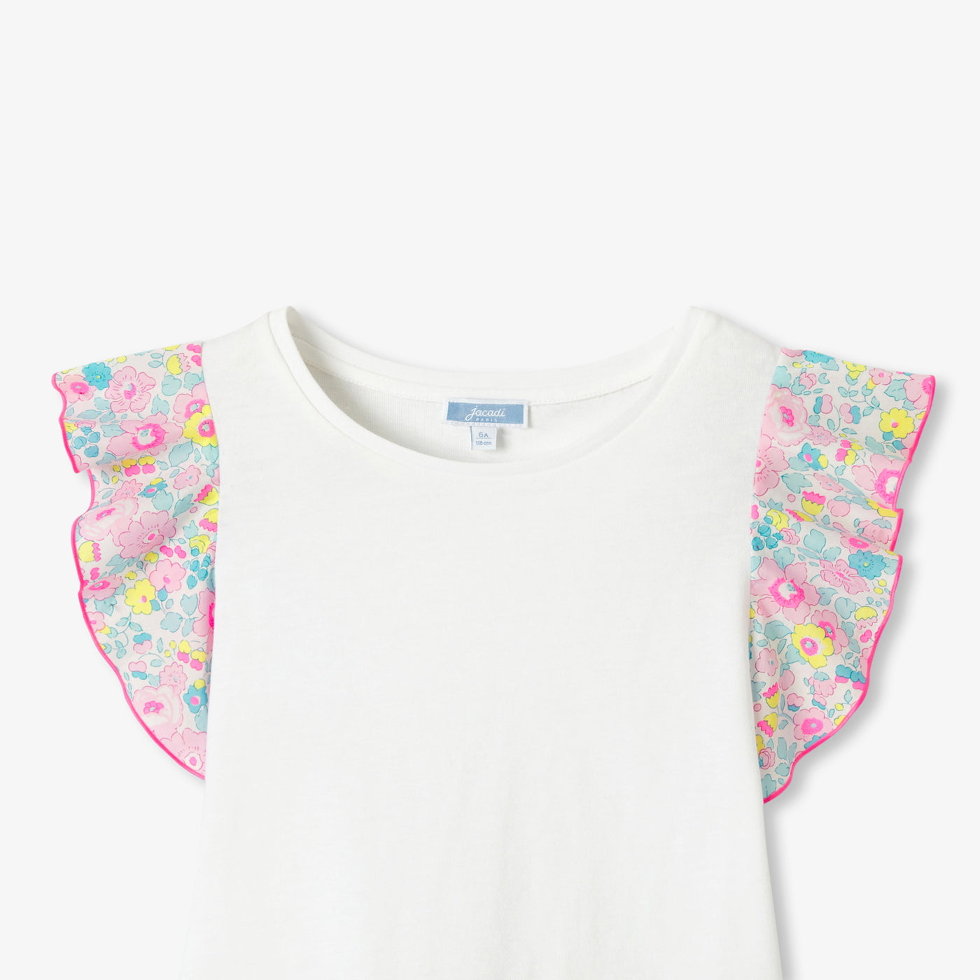 Girl T-shirt with ruffled sleeves - blanc jacadi