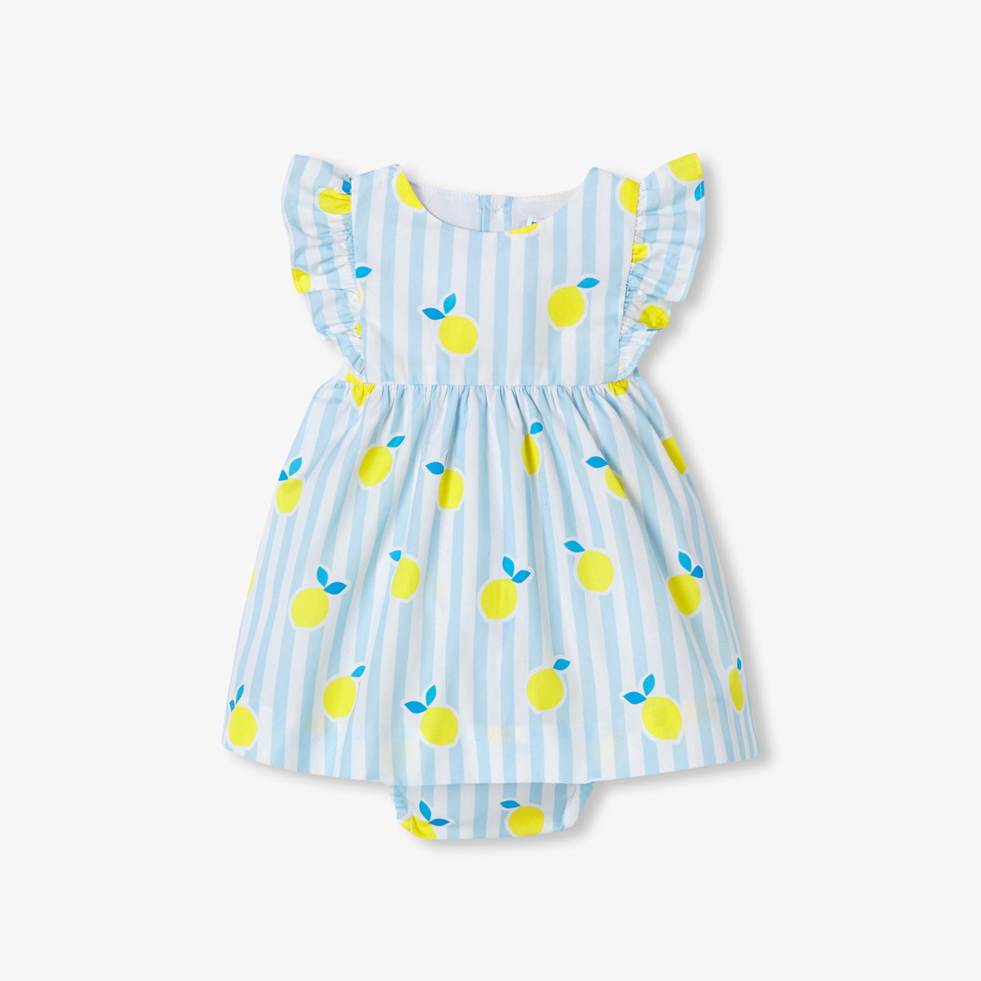 Baby girl dress in cotton poplin - blanc/multico