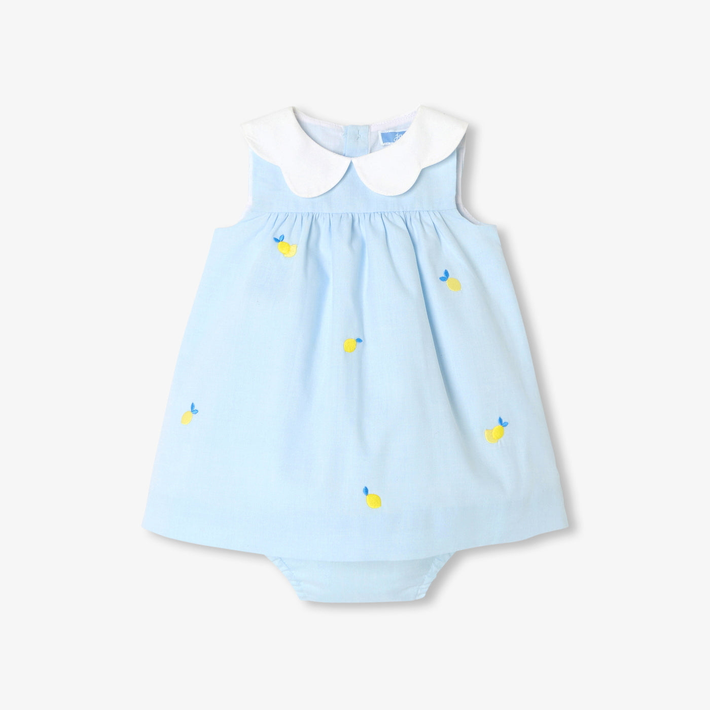 Baby girl dress in Oxford cotton - bleu/multico