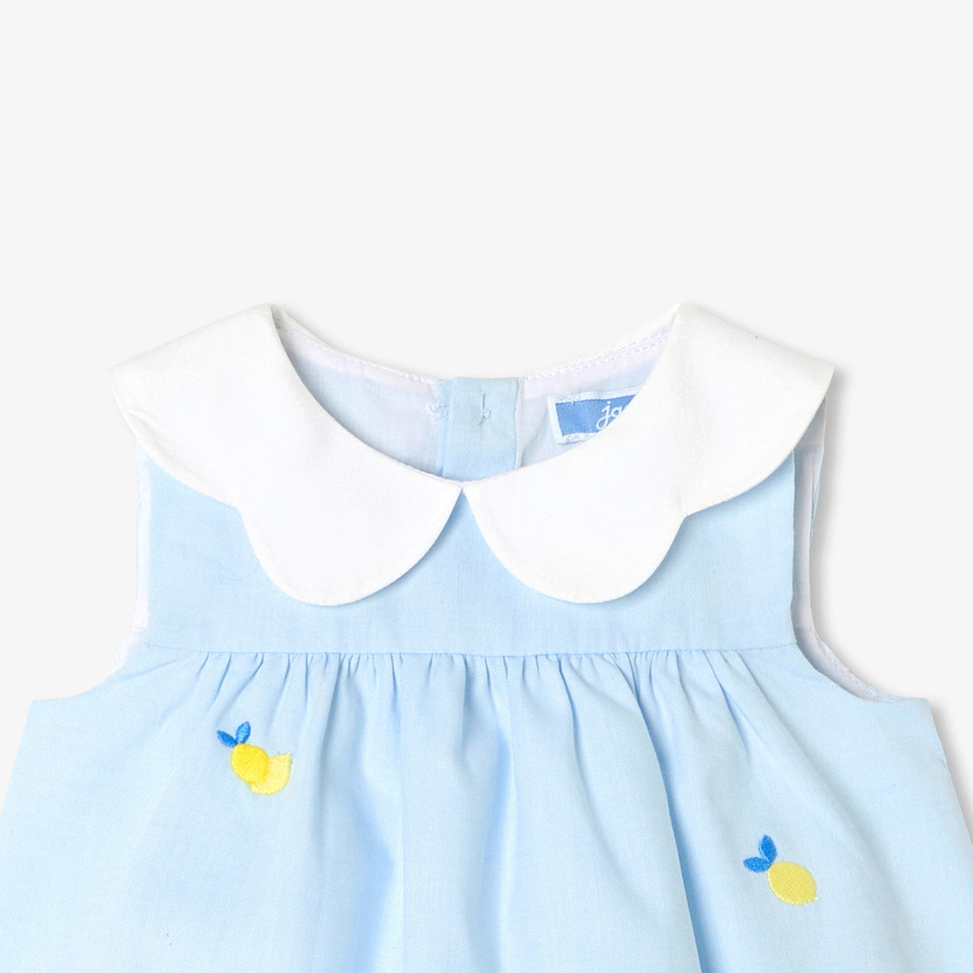 Baby girl dress in Oxford cotton - bleu/multico