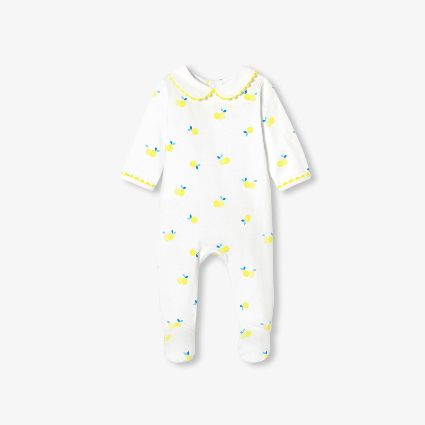 Baby girl pyjamas in interlock cotton - blanc/multico