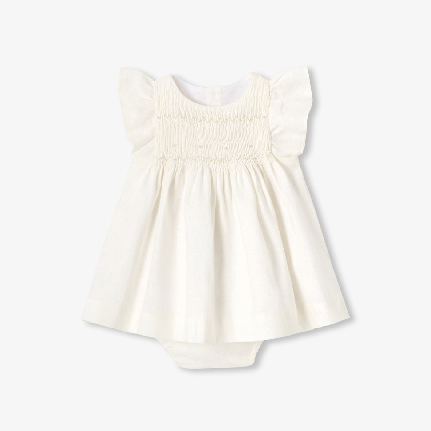 Baby girl dress in linen - blanc doux jacadi