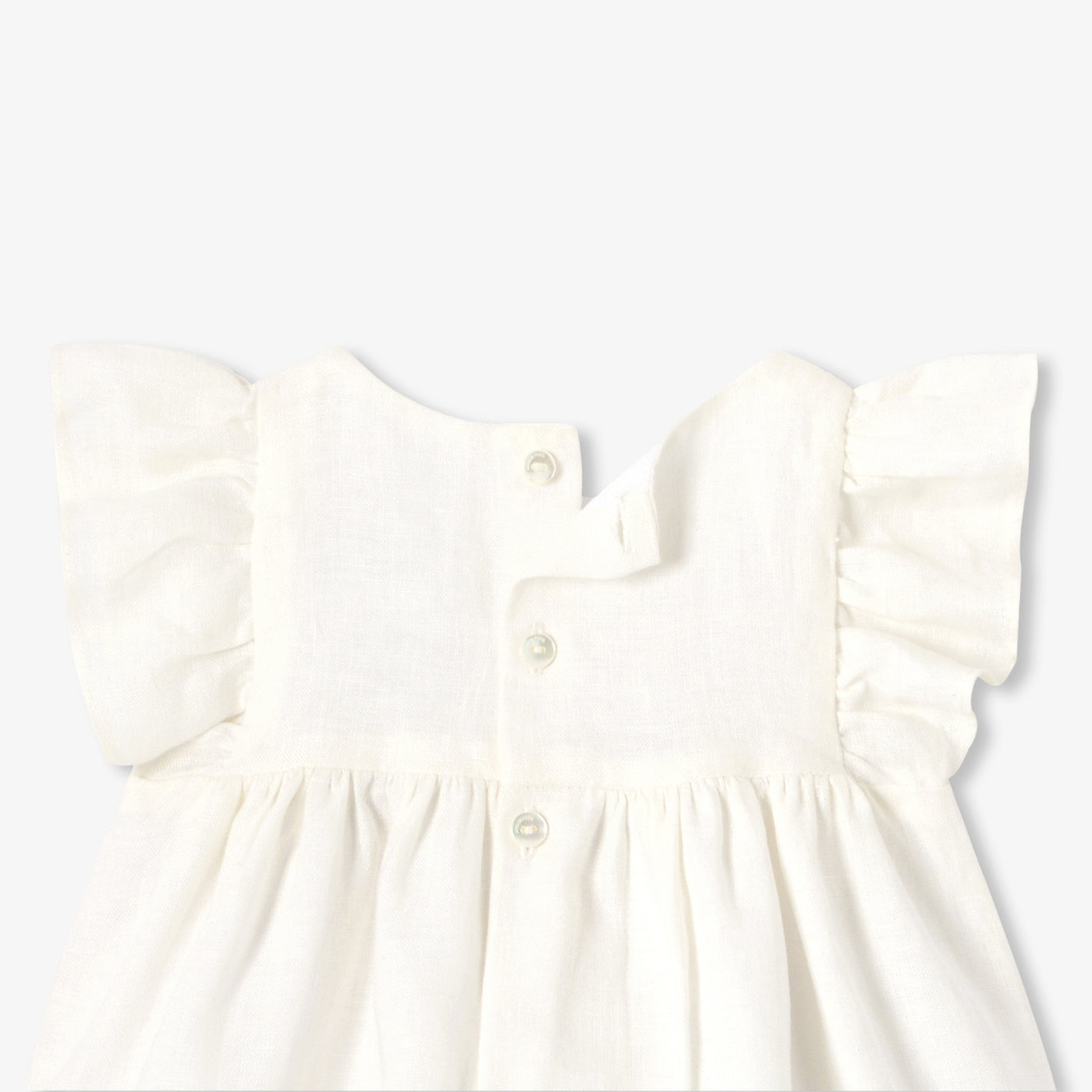 Baby girl dress in linen - blanc doux jacadi