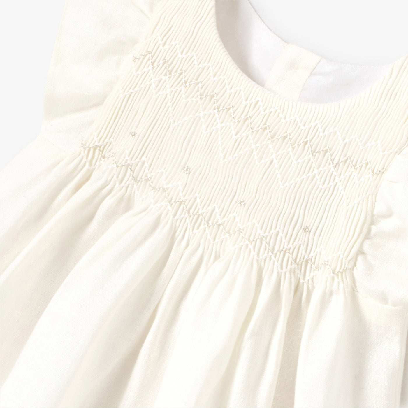 Baby girl dress in linen - blanc doux jacadi