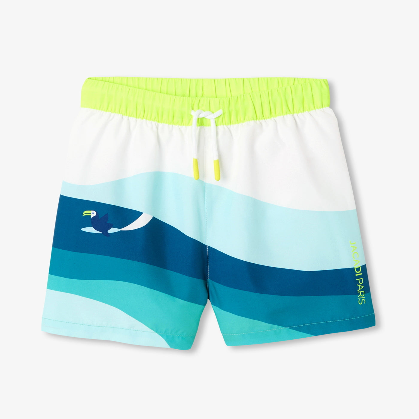 Boy wave pattern swim shorts - multico