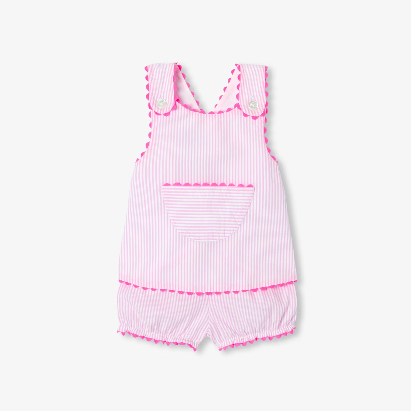 Baby girl striped cotton shorts set - blanc/rose