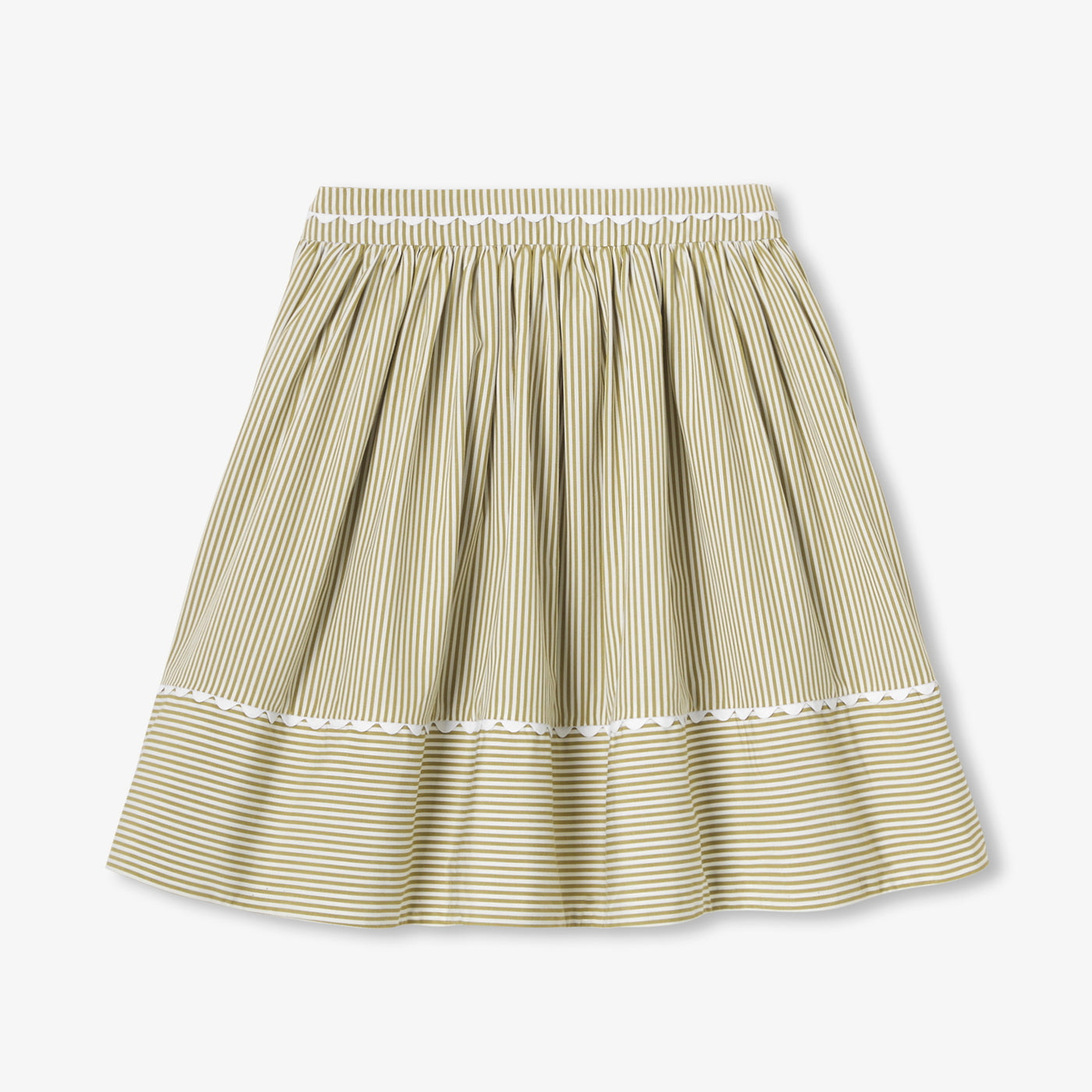 Girl striped poplin skirt - blanc/vert
