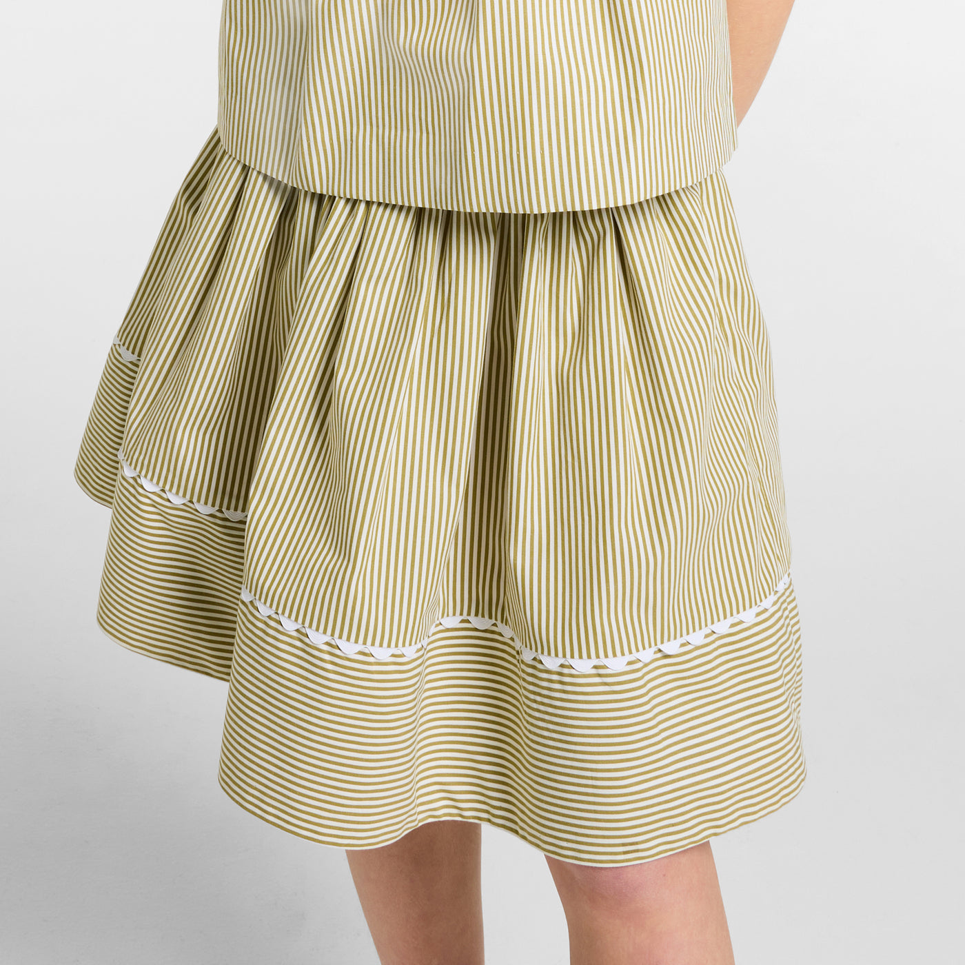 Girl striped poplin skirt - blanc/vert