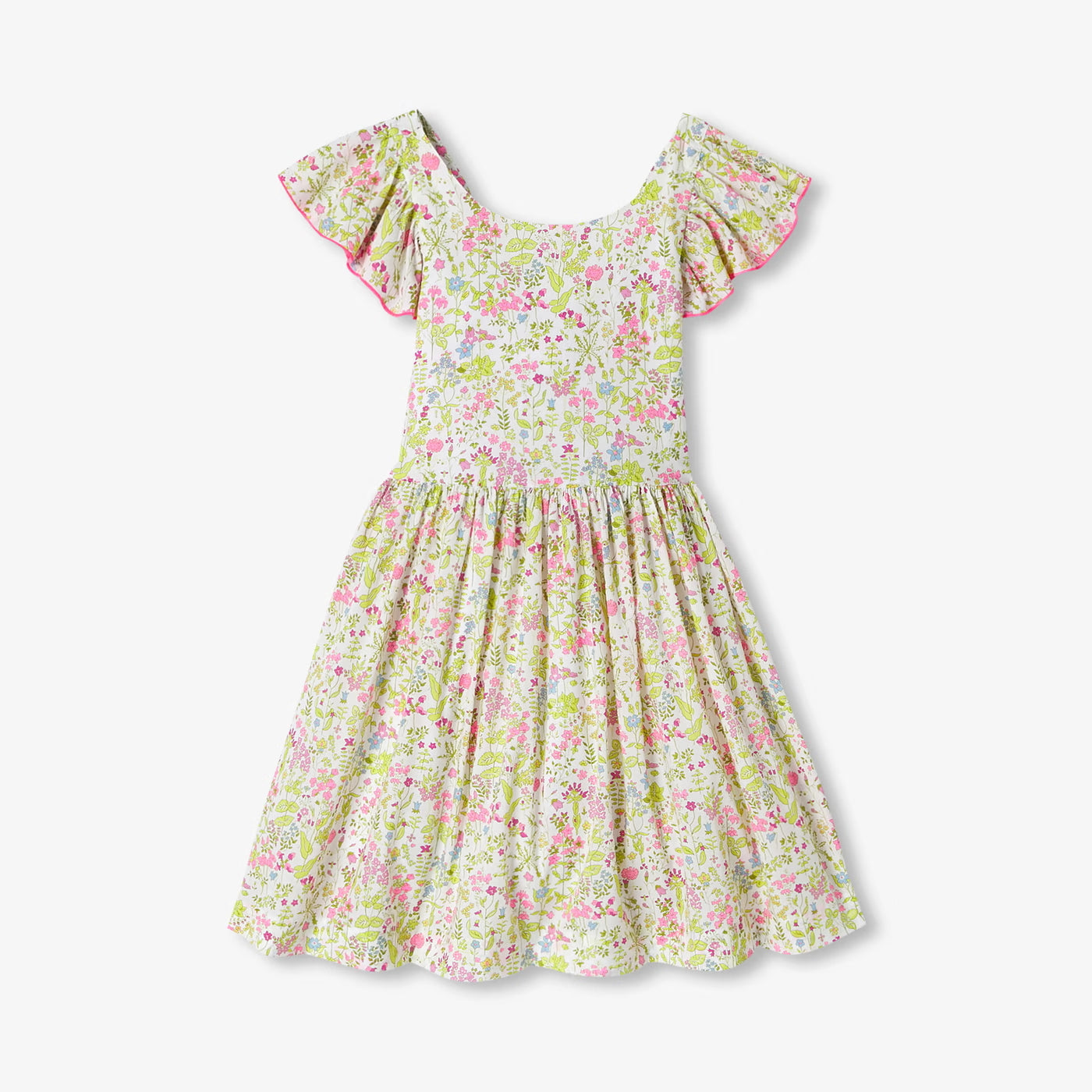 Girl halter neck dress in Liberty fabric - blanc/multico