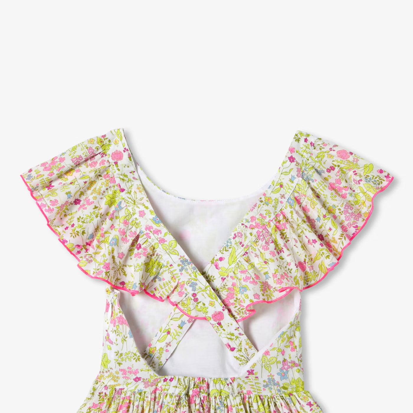Girl halter neck dress in Liberty fabric - blanc/multico