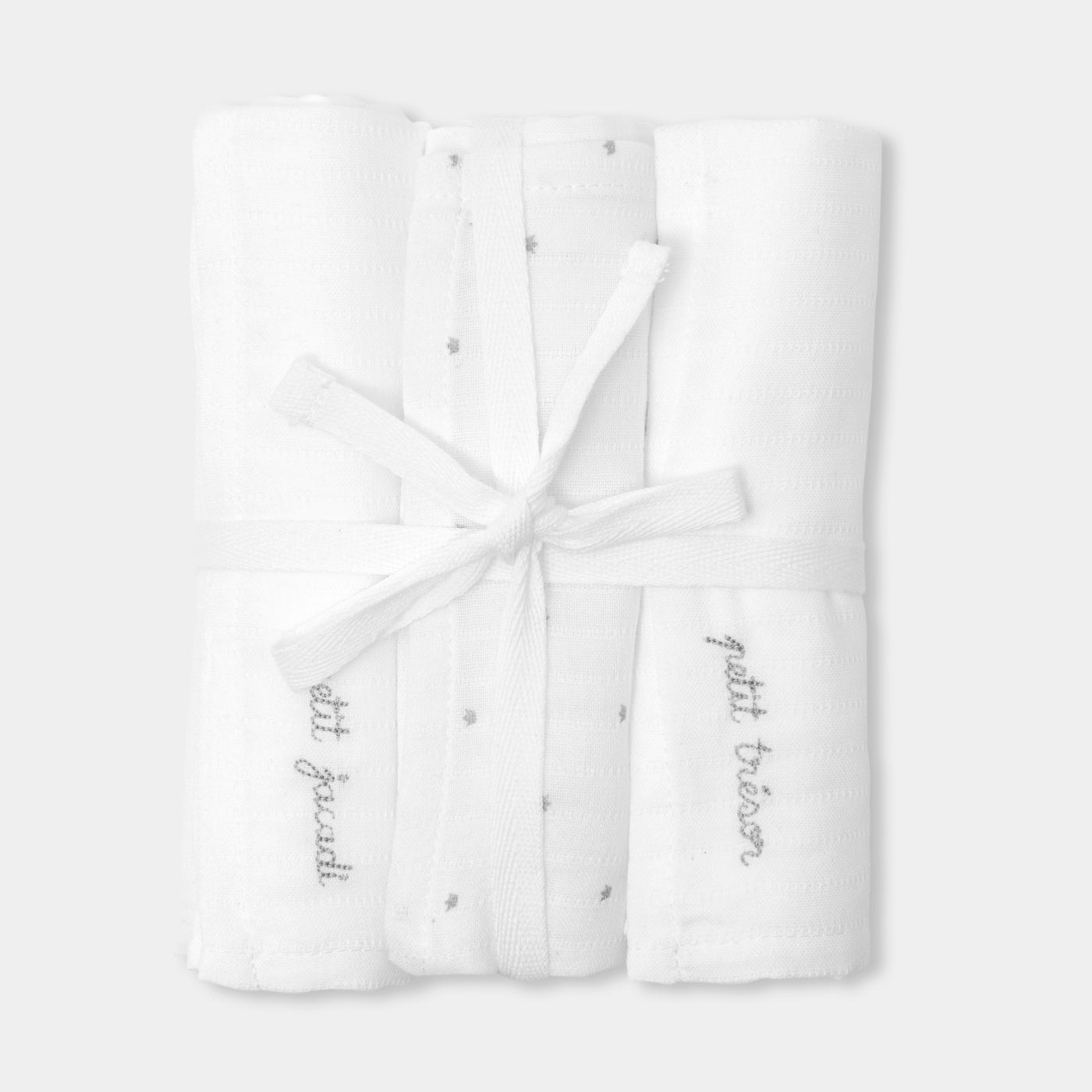 Set of 3 cotton baby swaddling clothes - blanc/gris