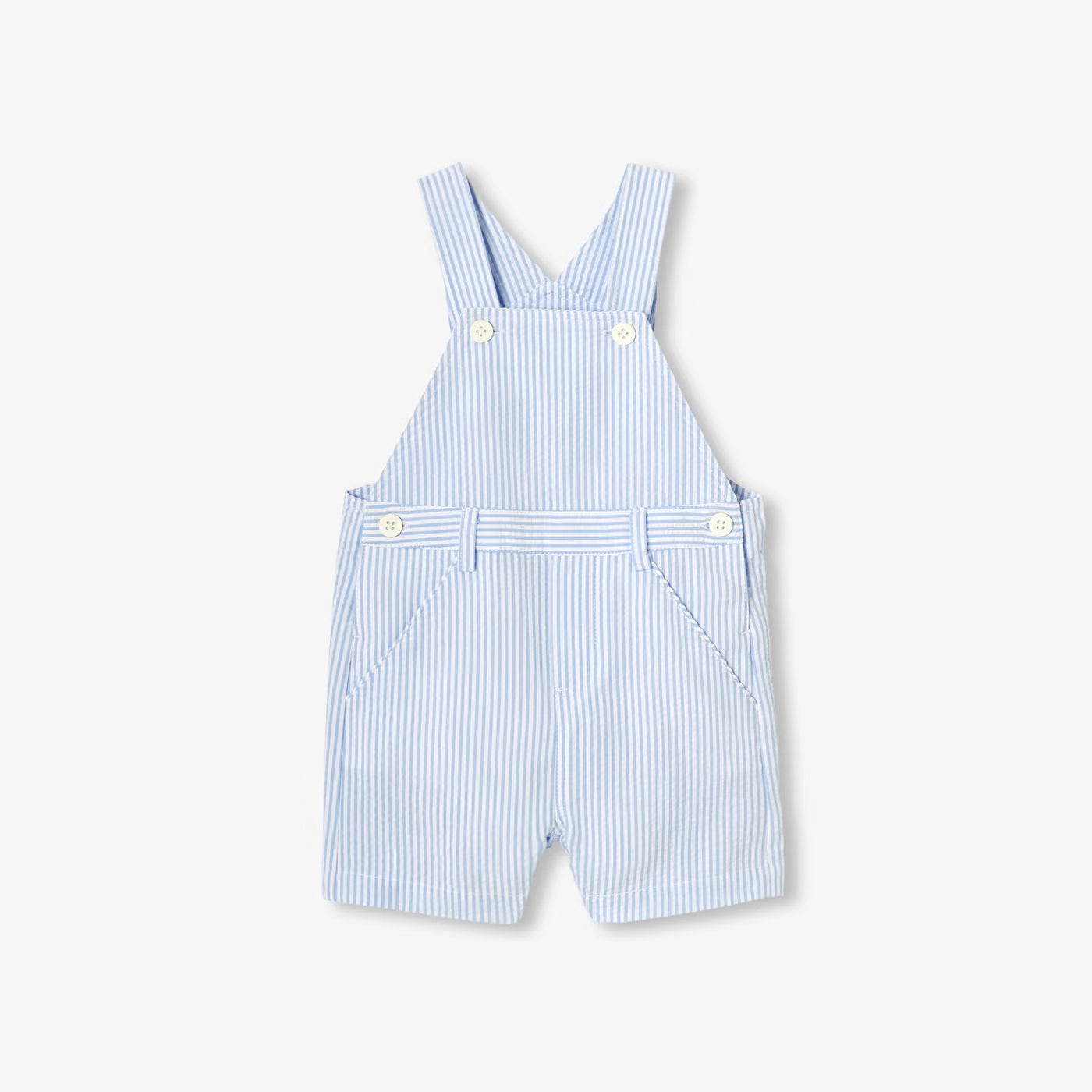Baby boy seersucker dungaree shorts - blanc/ciel