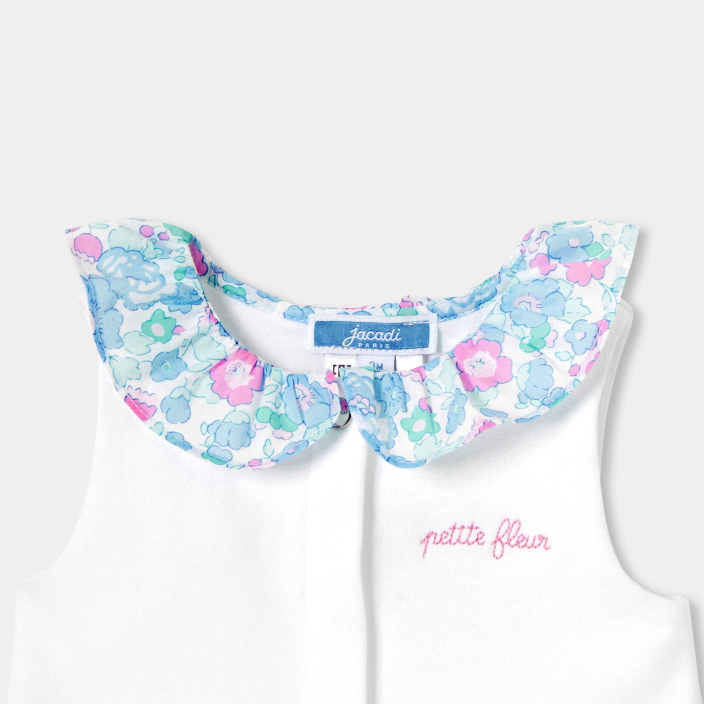 Baby girl interlock cotton romper - blanc jacadi