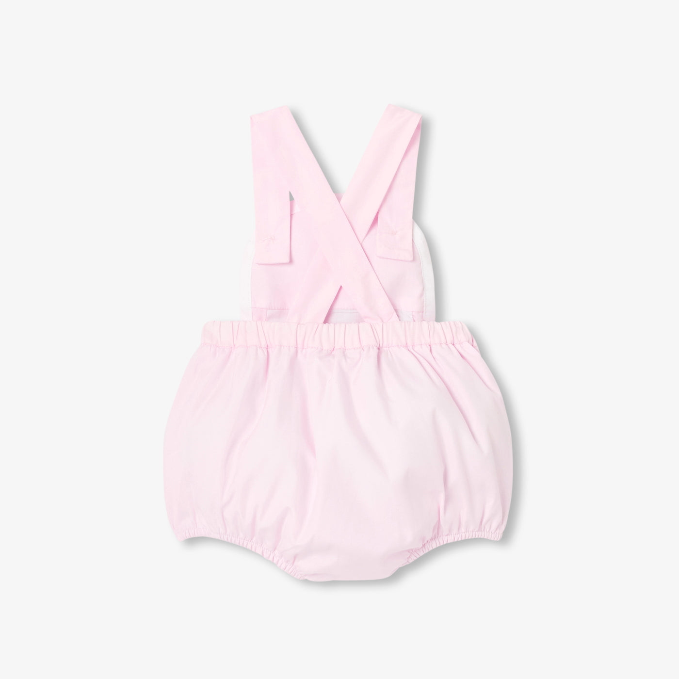Baby girl romper in cotton poplin - rose/blanc