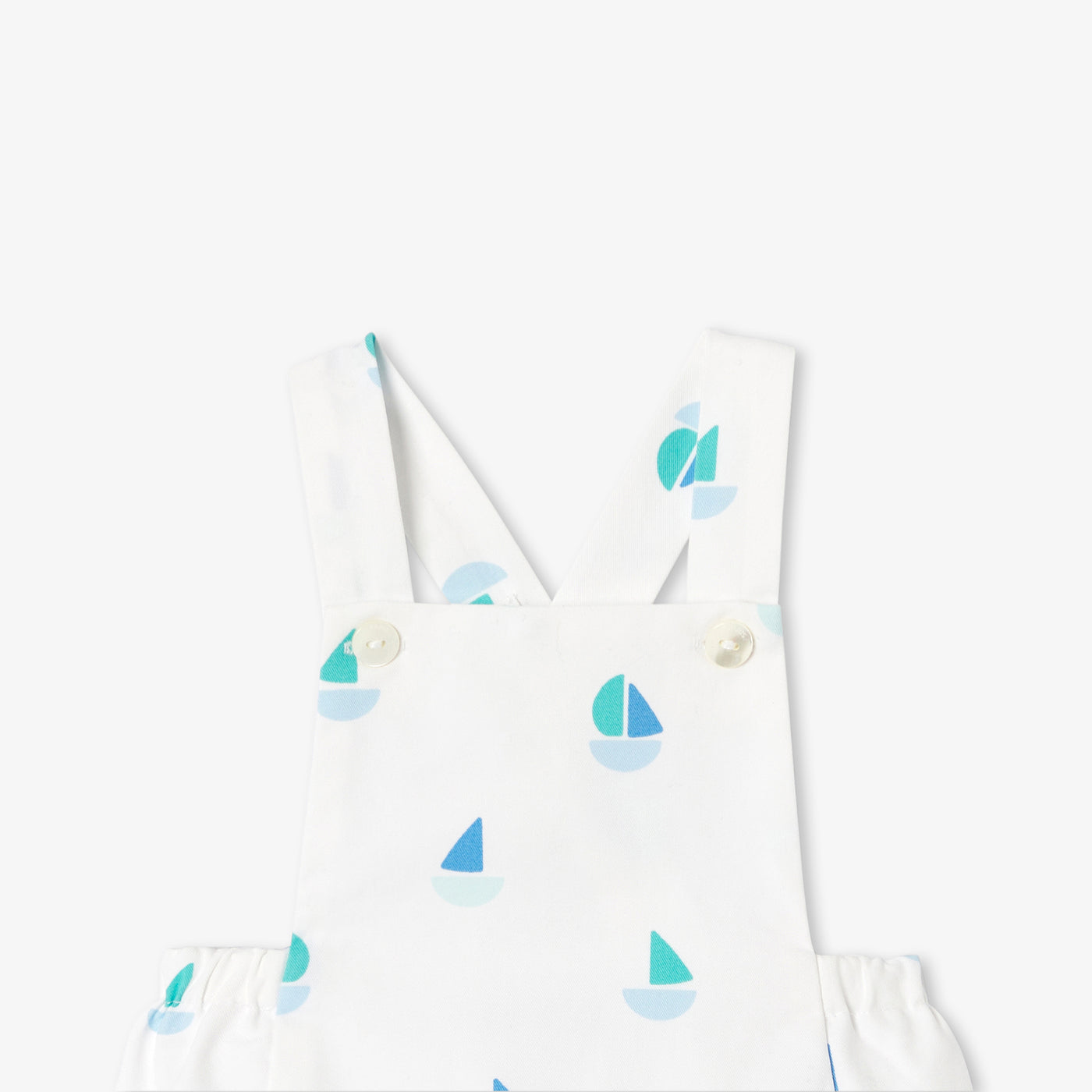 Baby boy short dungarees in cotton canvas - blanc/multico
