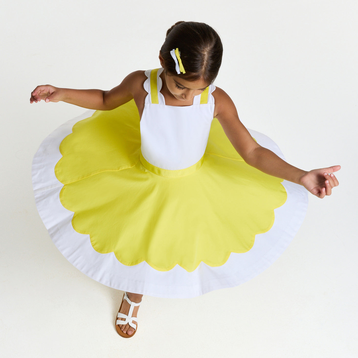 Girl ceremony dress - blanc/jaune