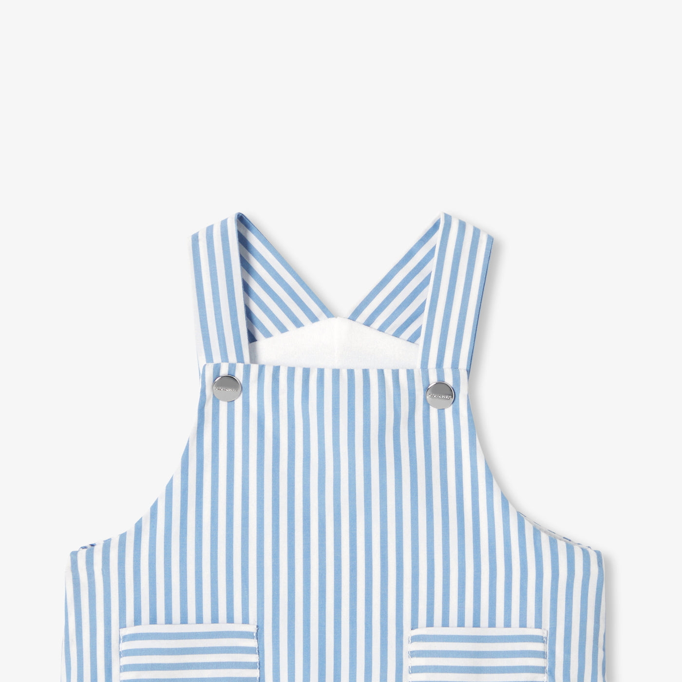 Baby boy striped poplin overalls - bleu/blanc