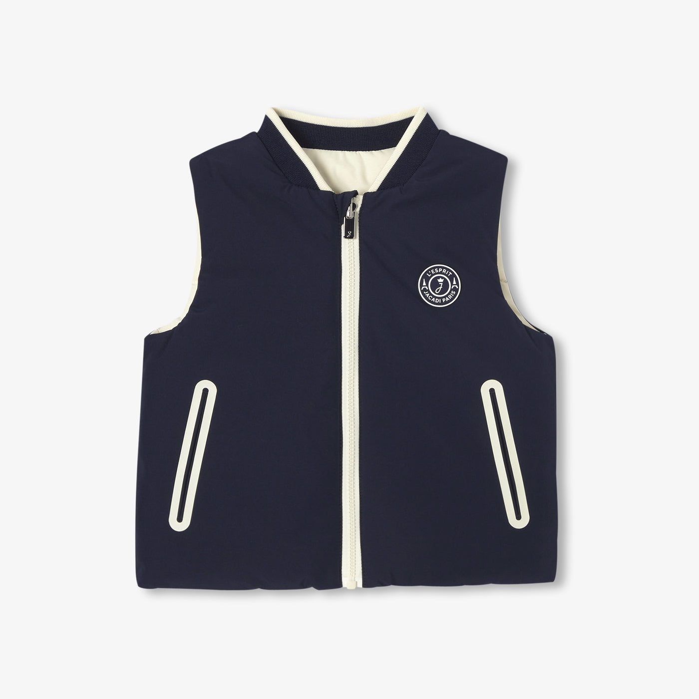 Baby boy reversible sleeveless padded jacket - marine/ecru