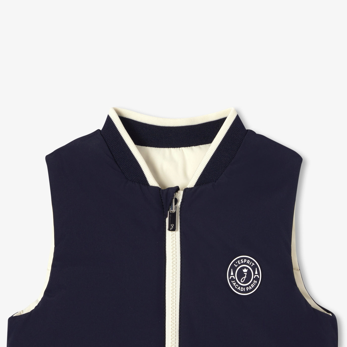 Baby boy reversible sleeveless padded jacket - marine/ecru