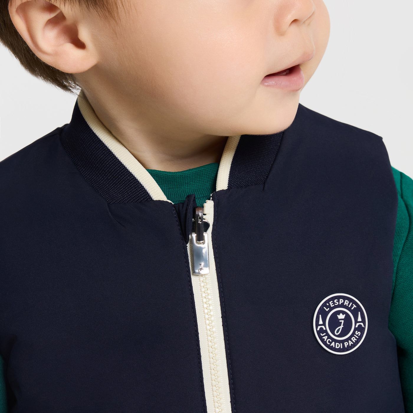 Baby boy reversible sleeveless padded jacket - marine/ecru