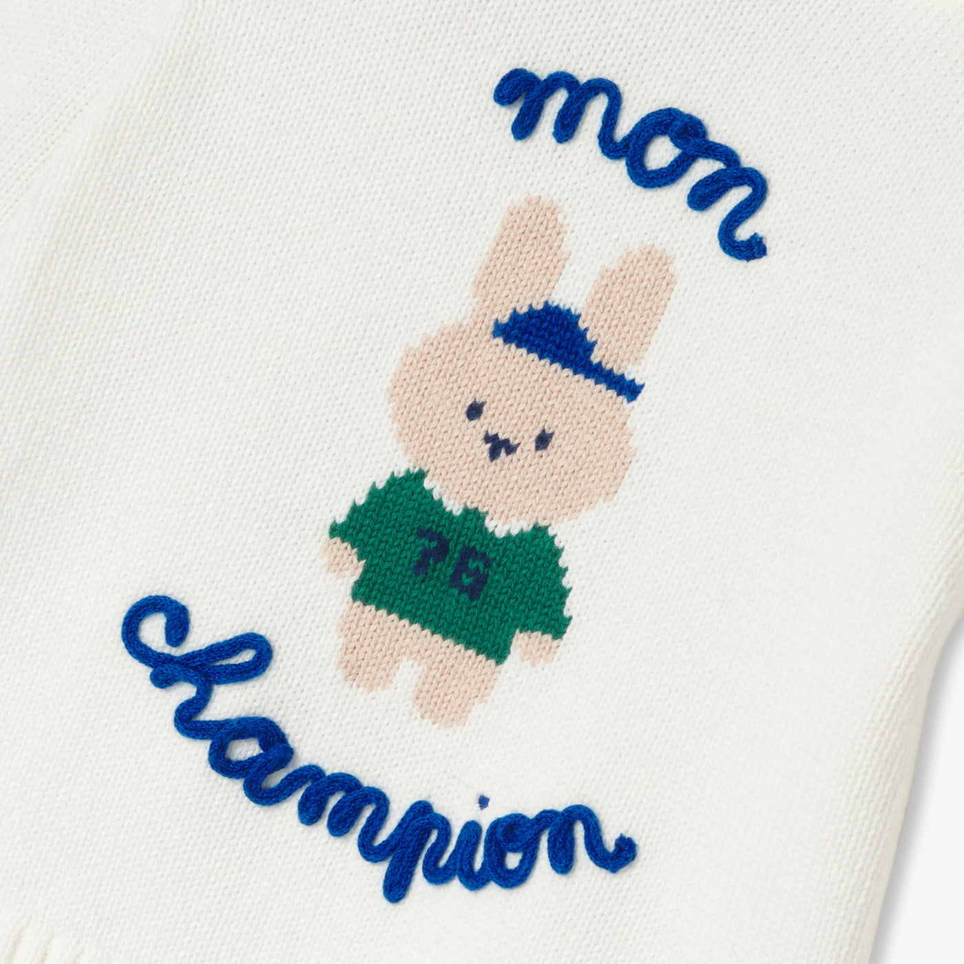 Baby intarsia bunny cotton jumper - blanc doux jacadi