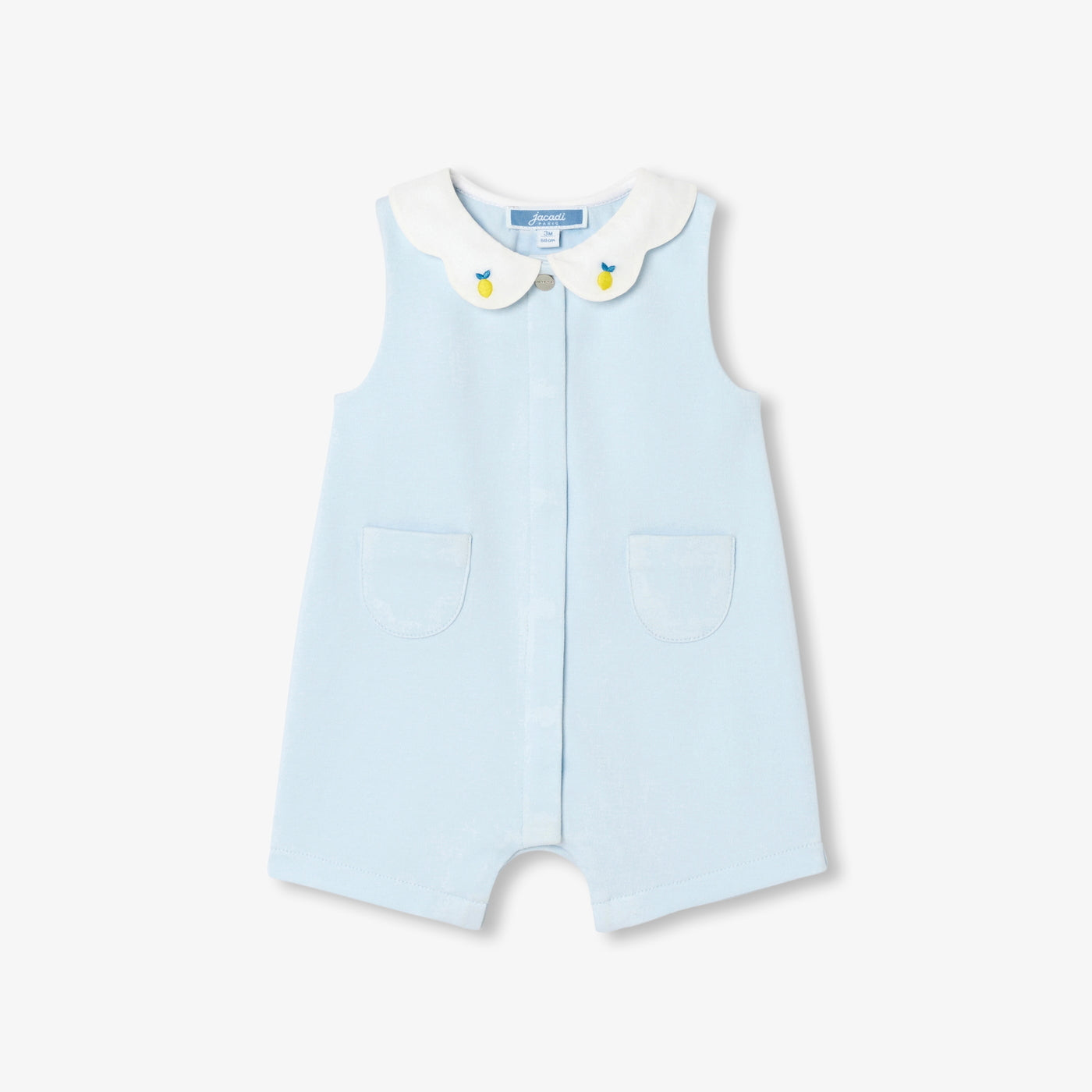 Baby girl interlock cotton romper - bleu pale
