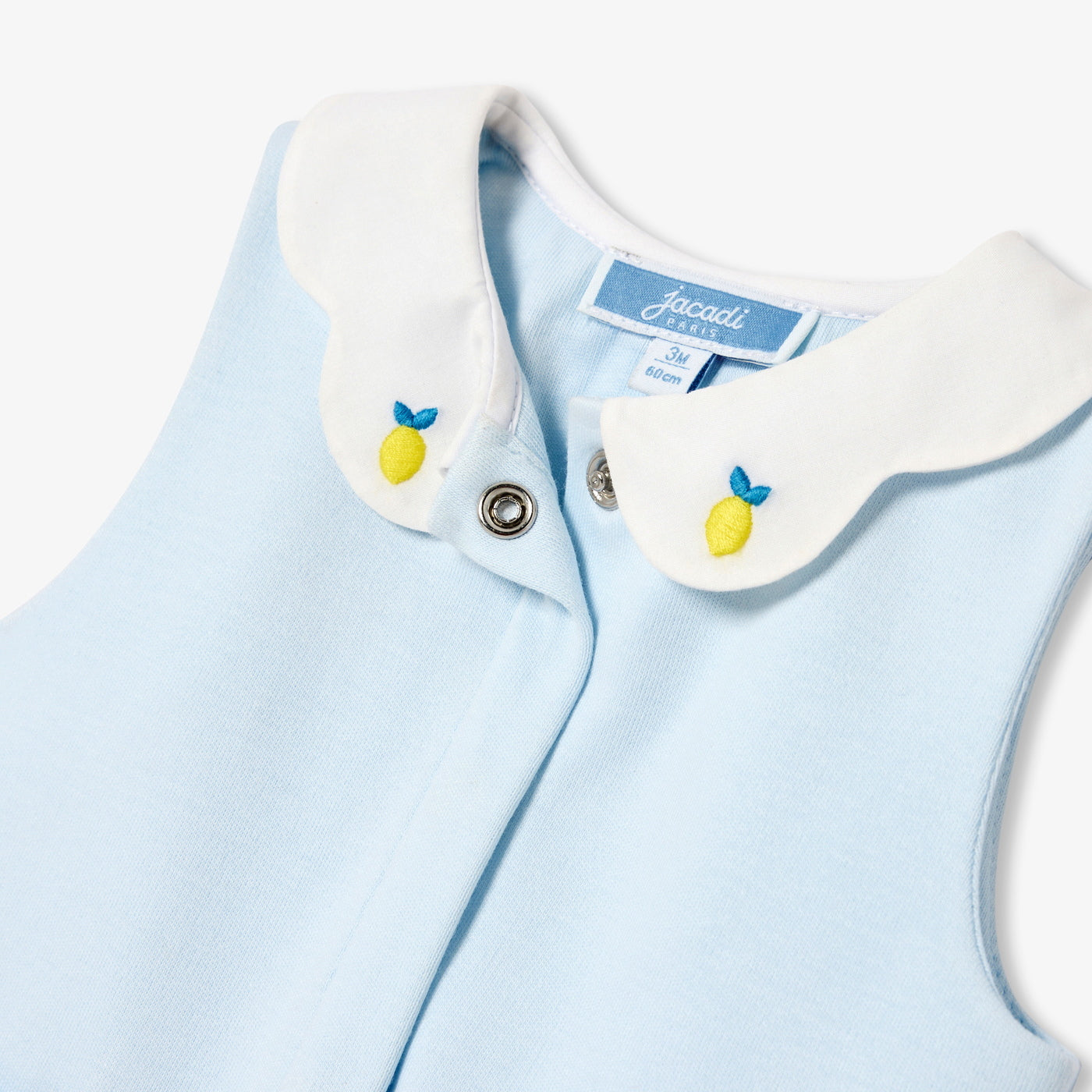 Baby girl interlock cotton romper - bleu pale