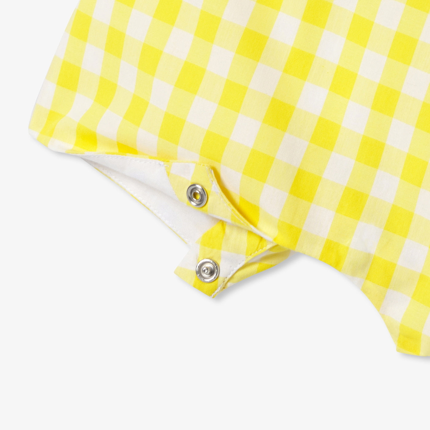 Baby short dungarees in gingham poplin - jaune/blanc