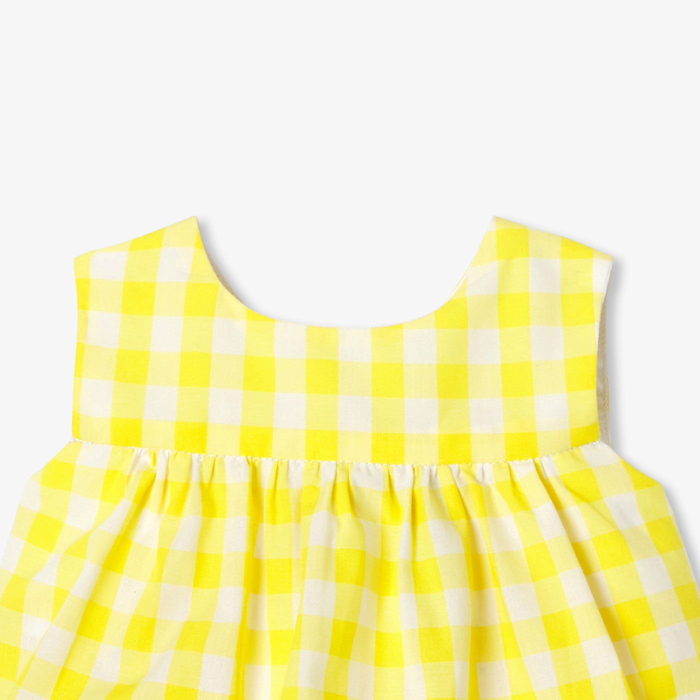 Baby girl set in gingham poplin - jaune/blanc