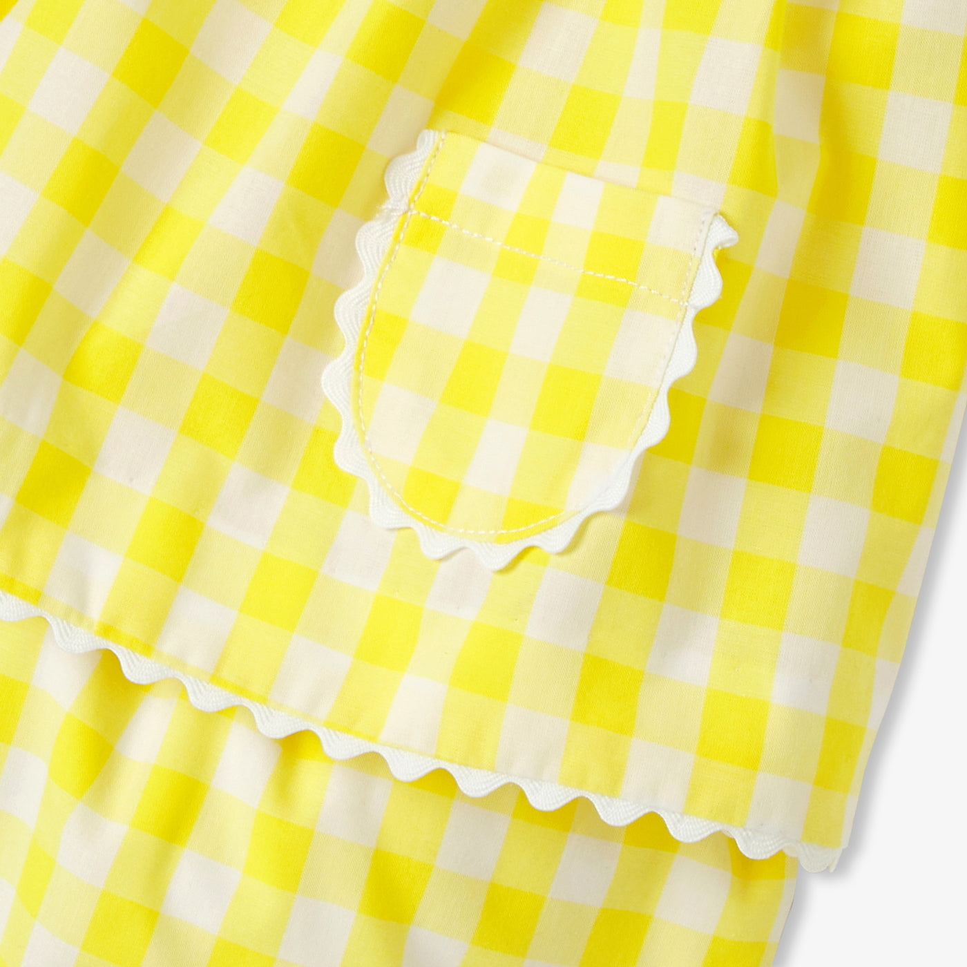 Baby girl set in gingham poplin - jaune/blanc