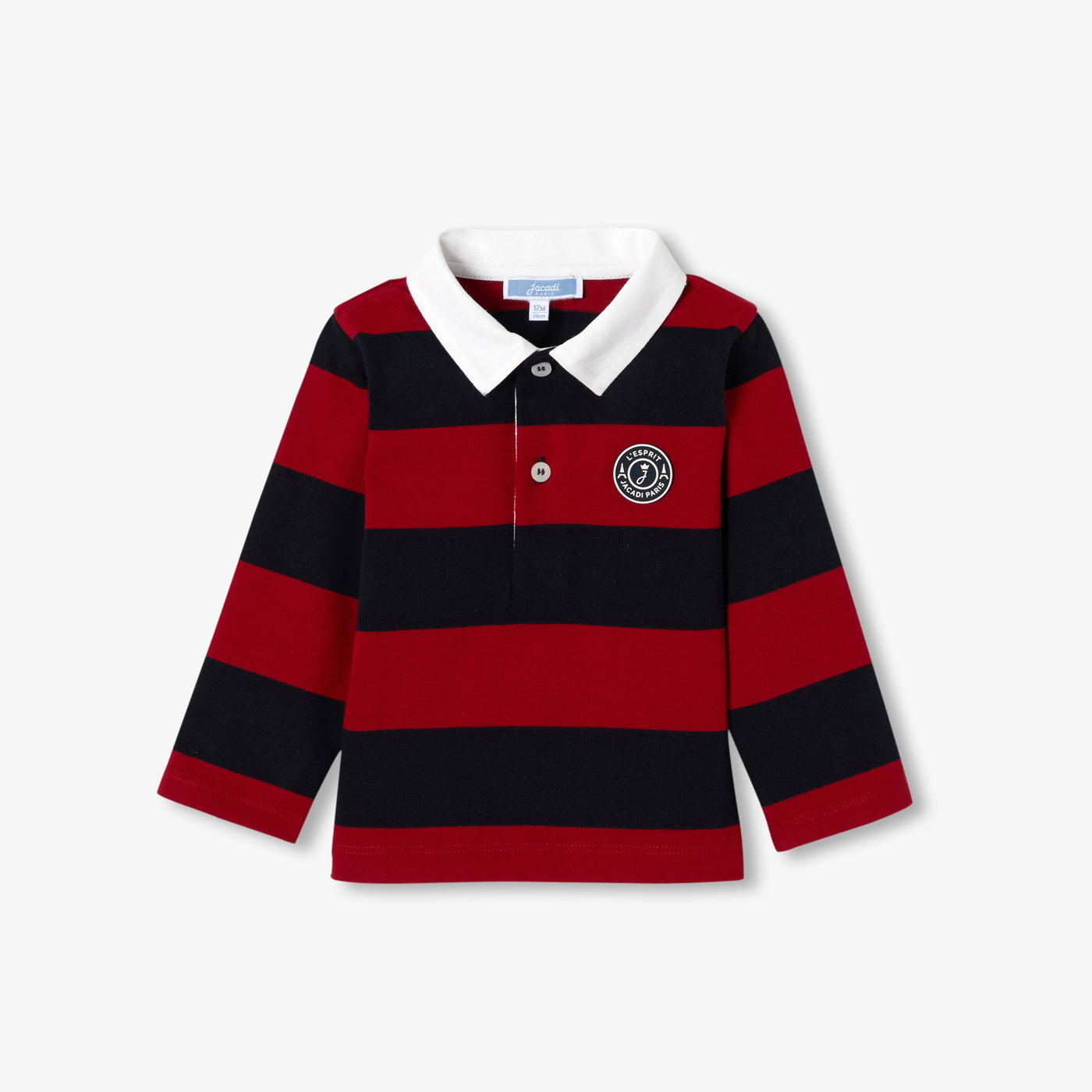 Baby boy long-sleeved polo shirt - marine/rouge
