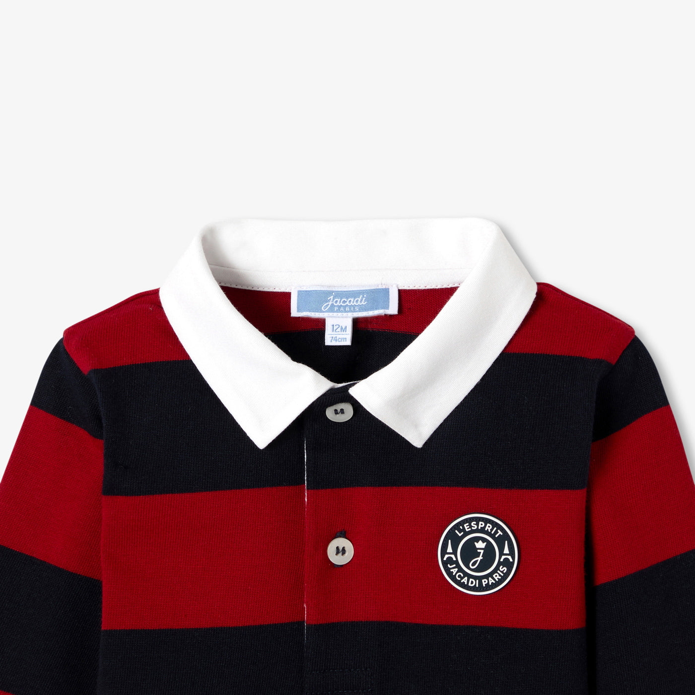 Baby boy long-sleeved polo shirt - marine/rouge
