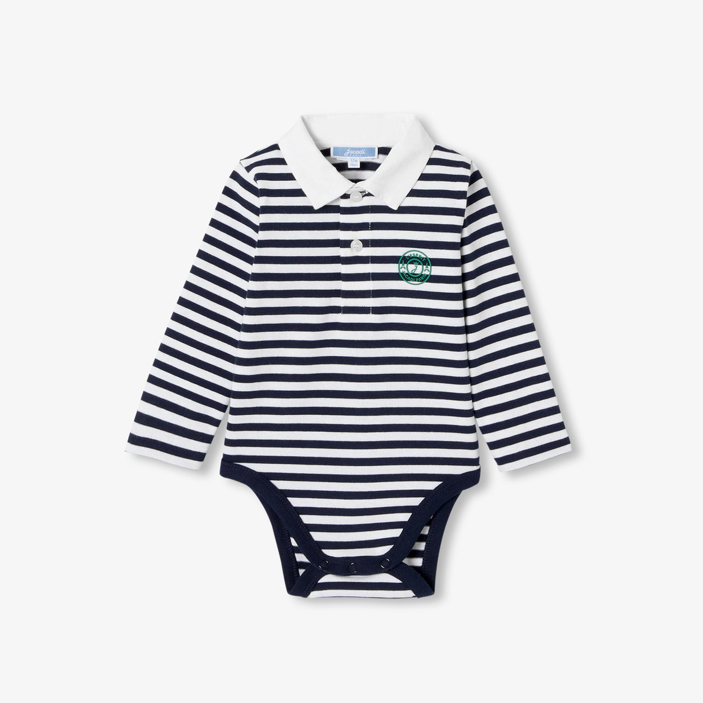Baby boy long-sleeved bodysuit - marine/blanc
