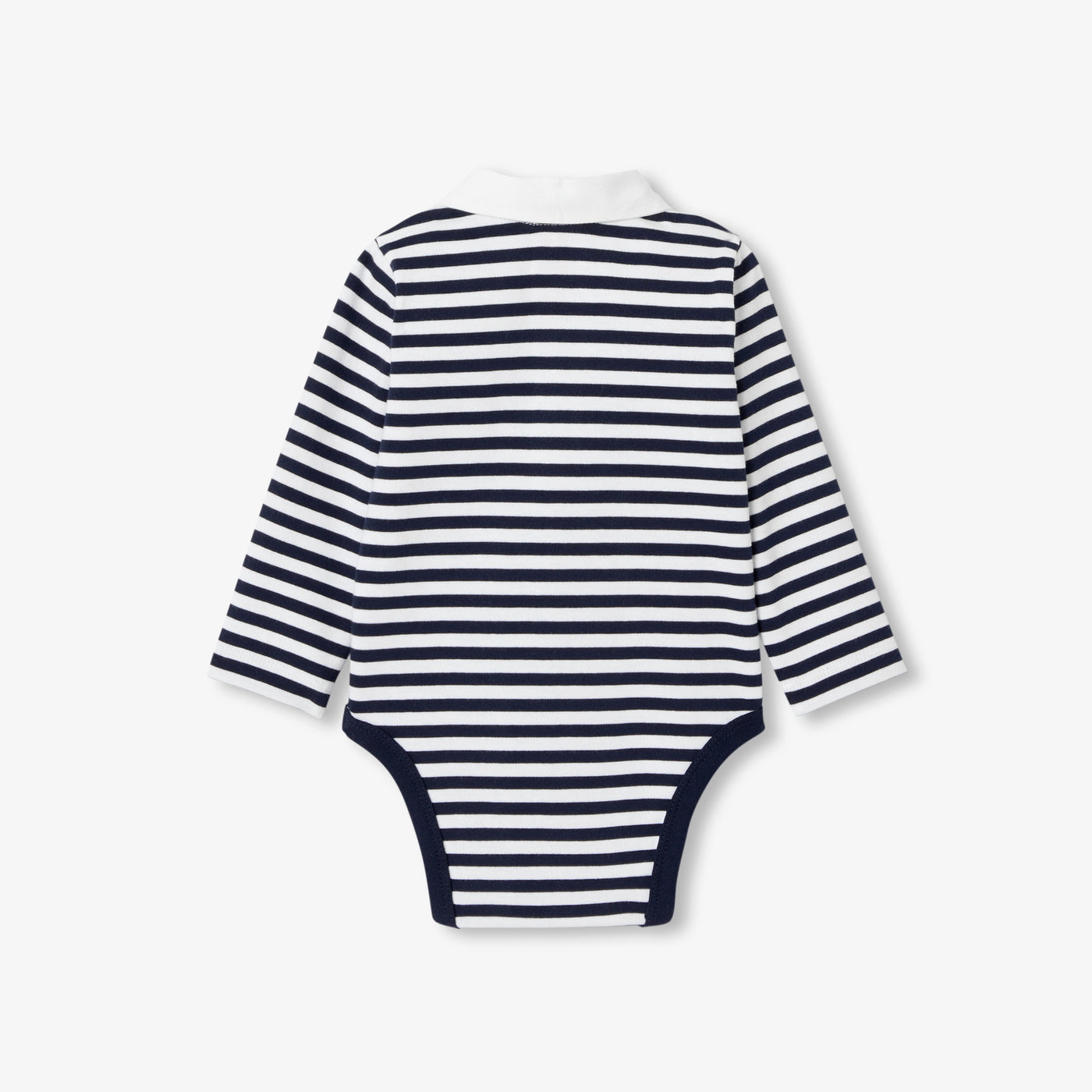 Baby boy long-sleeved bodysuit - marine/blanc