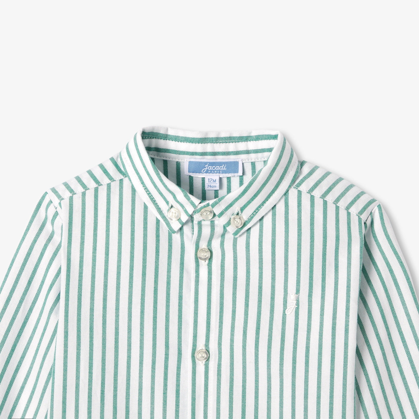 Baby boy striped oxford cotton shirt - blanc/vert