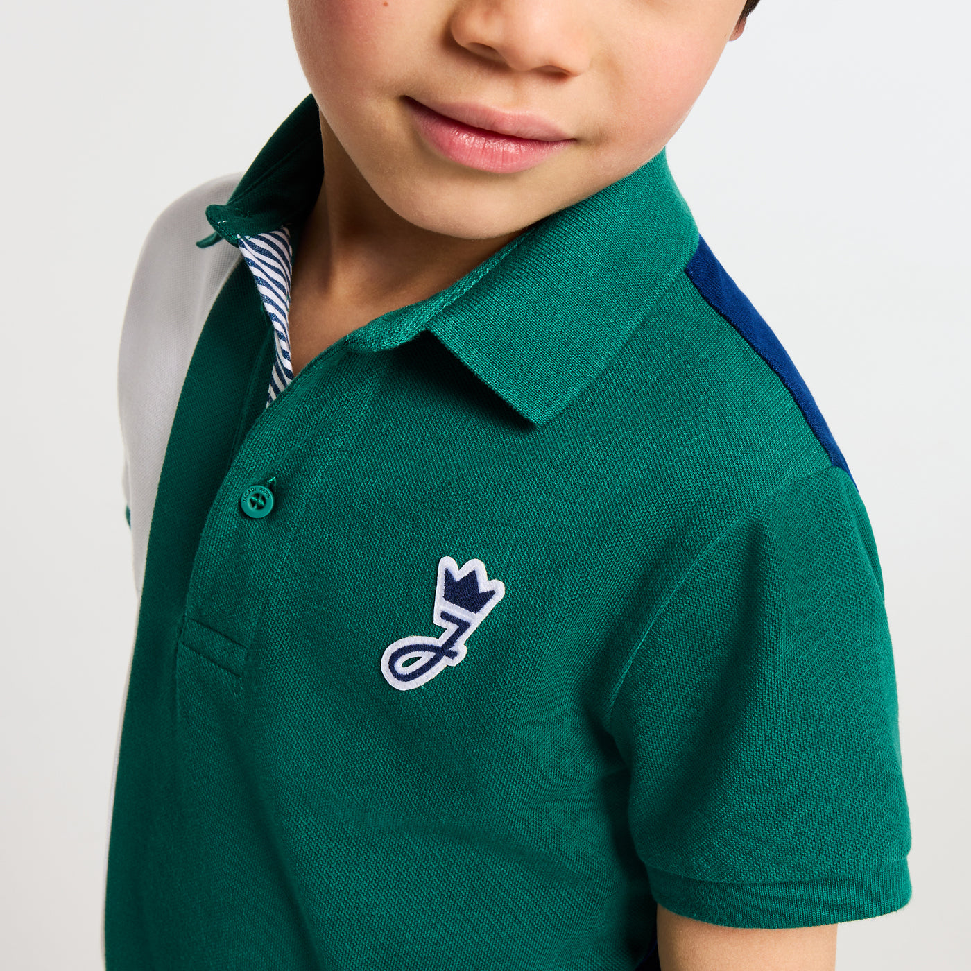 Boy cotton piqué polo shirt - blanc/vert