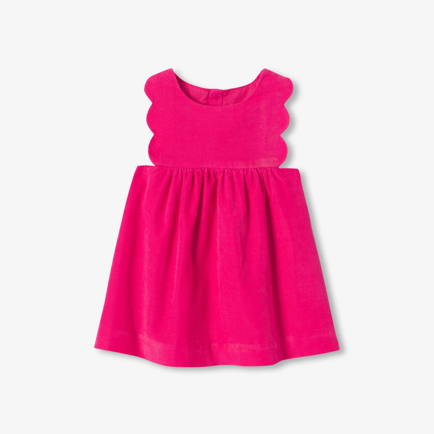 Baby girl pinafore dress in fine-ribbed corduroy - fuschia