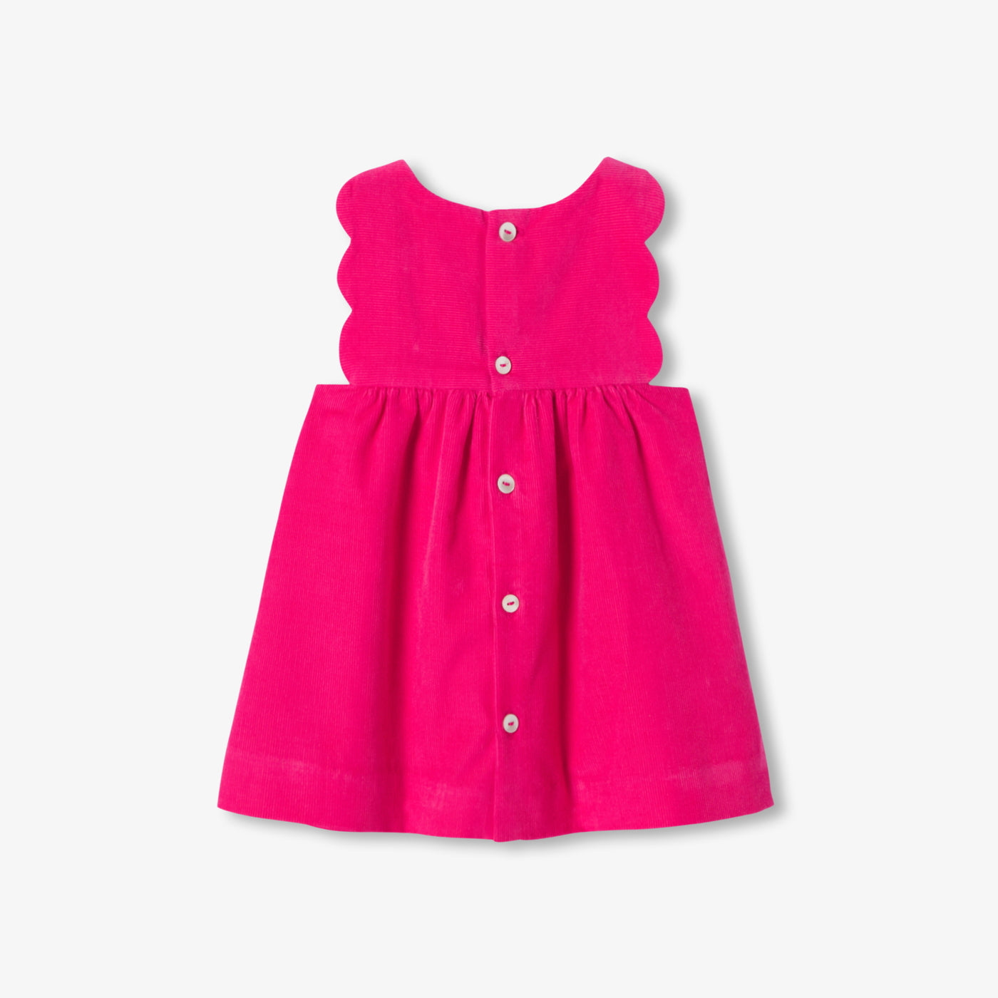 Baby girl pinafore dress in fine-ribbed corduroy - fuschia