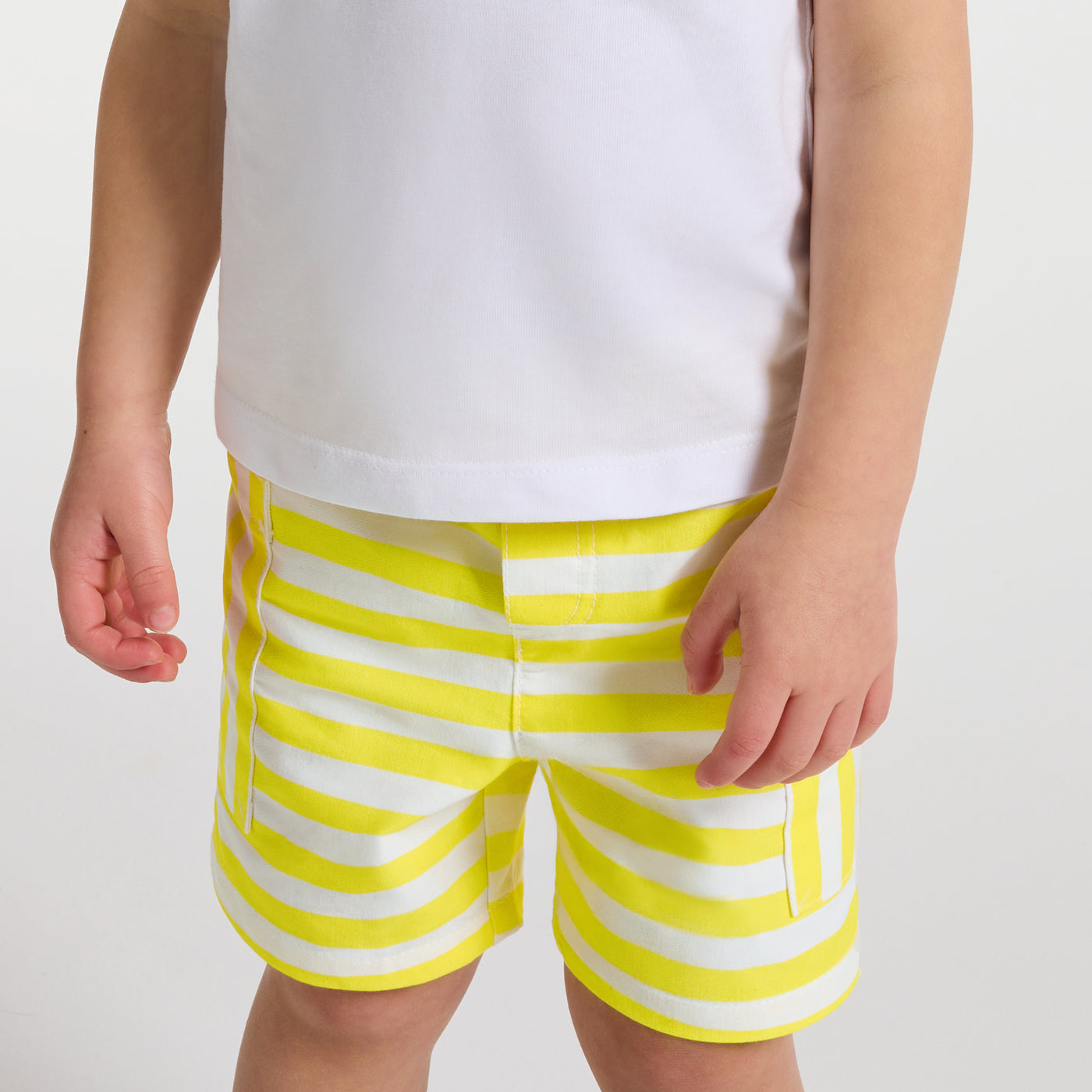 Baby boy striped twill shorts - blanc/jaune