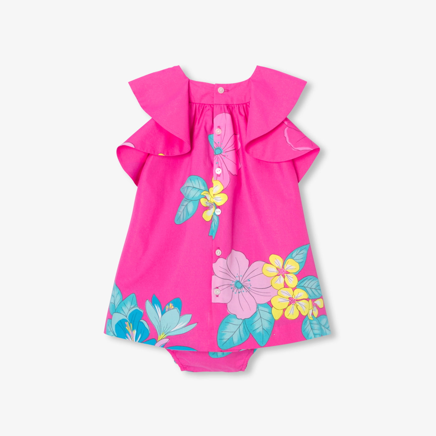 Baby girl sleeveless dress in poplin - rose bubble