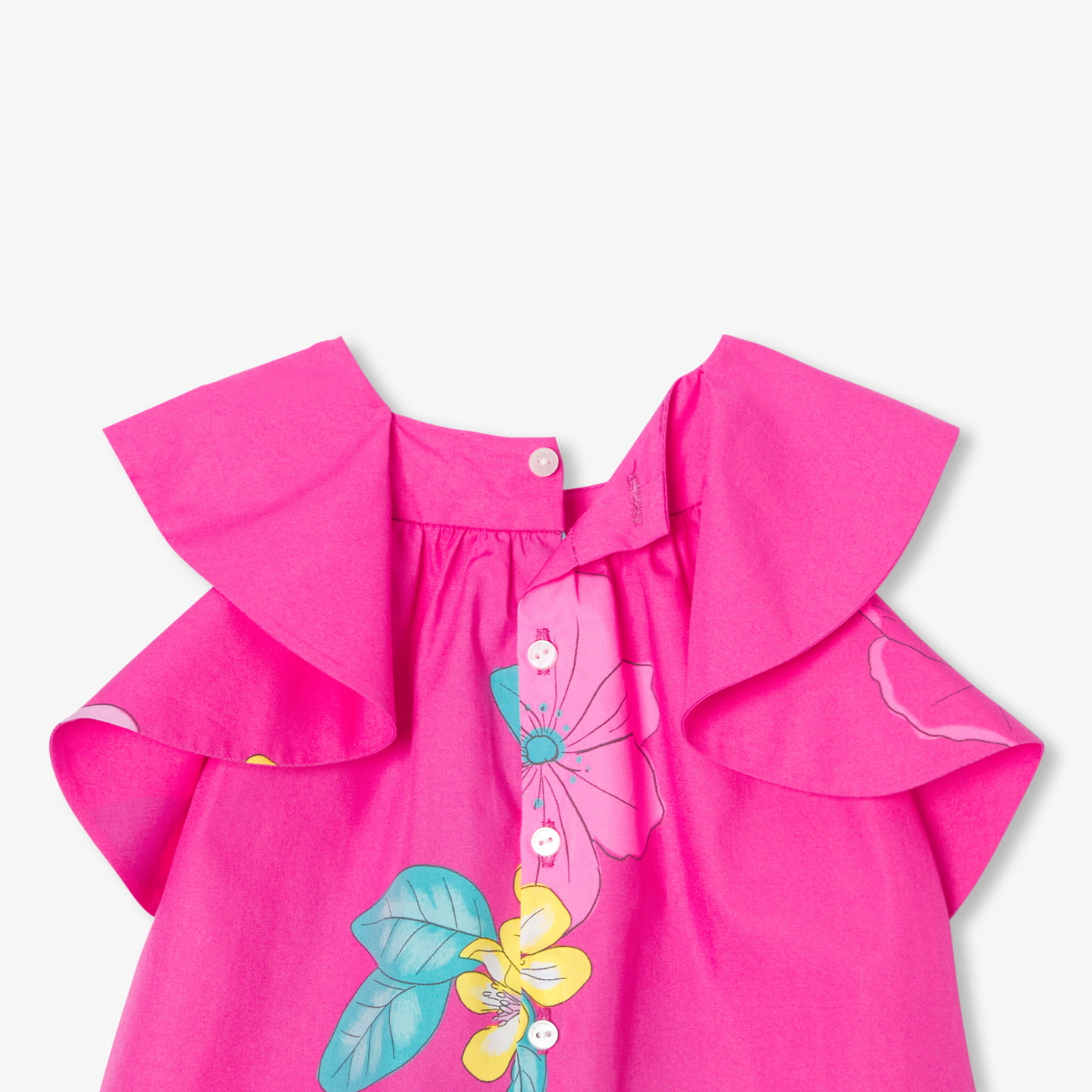 Baby girl sleeveless dress in poplin - rose bubble