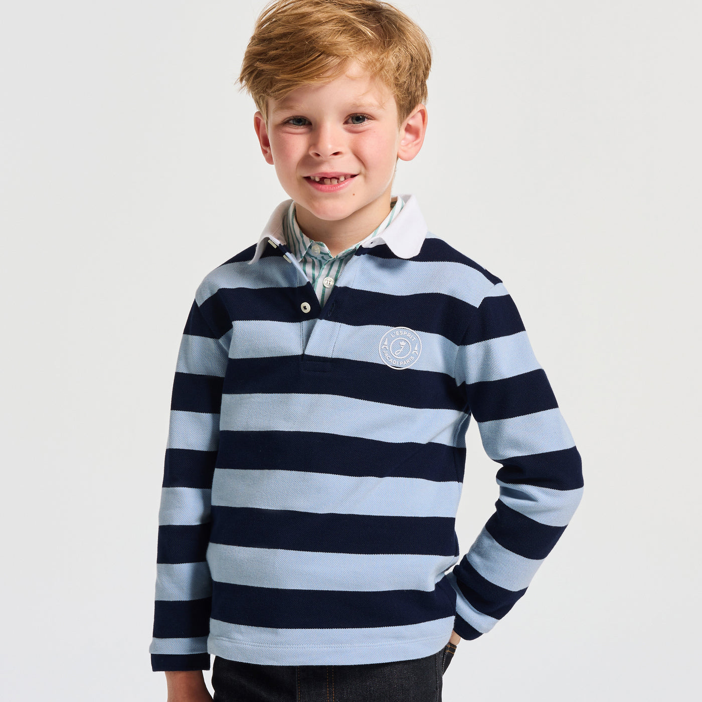 Child cotton piqué rugby polo shirt - bleu/multico