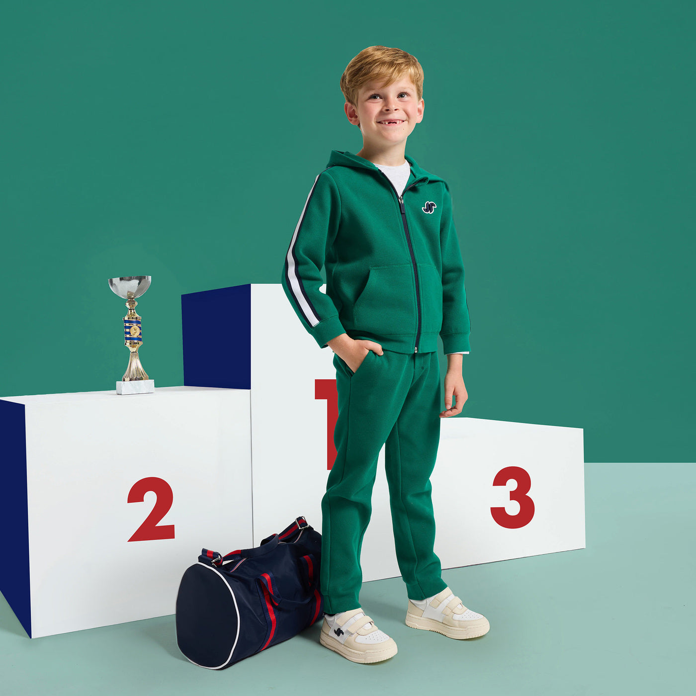 Boy zip-up sweatshirt - vert cresson