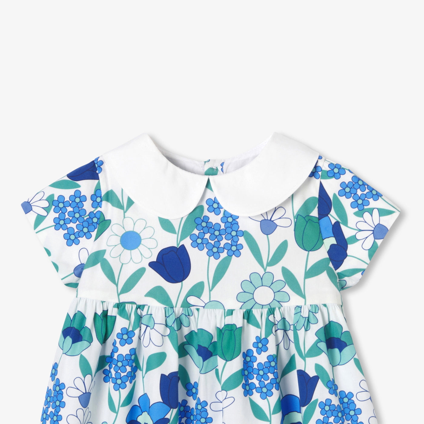 Baby girl floral cotton dress - blanc/multico