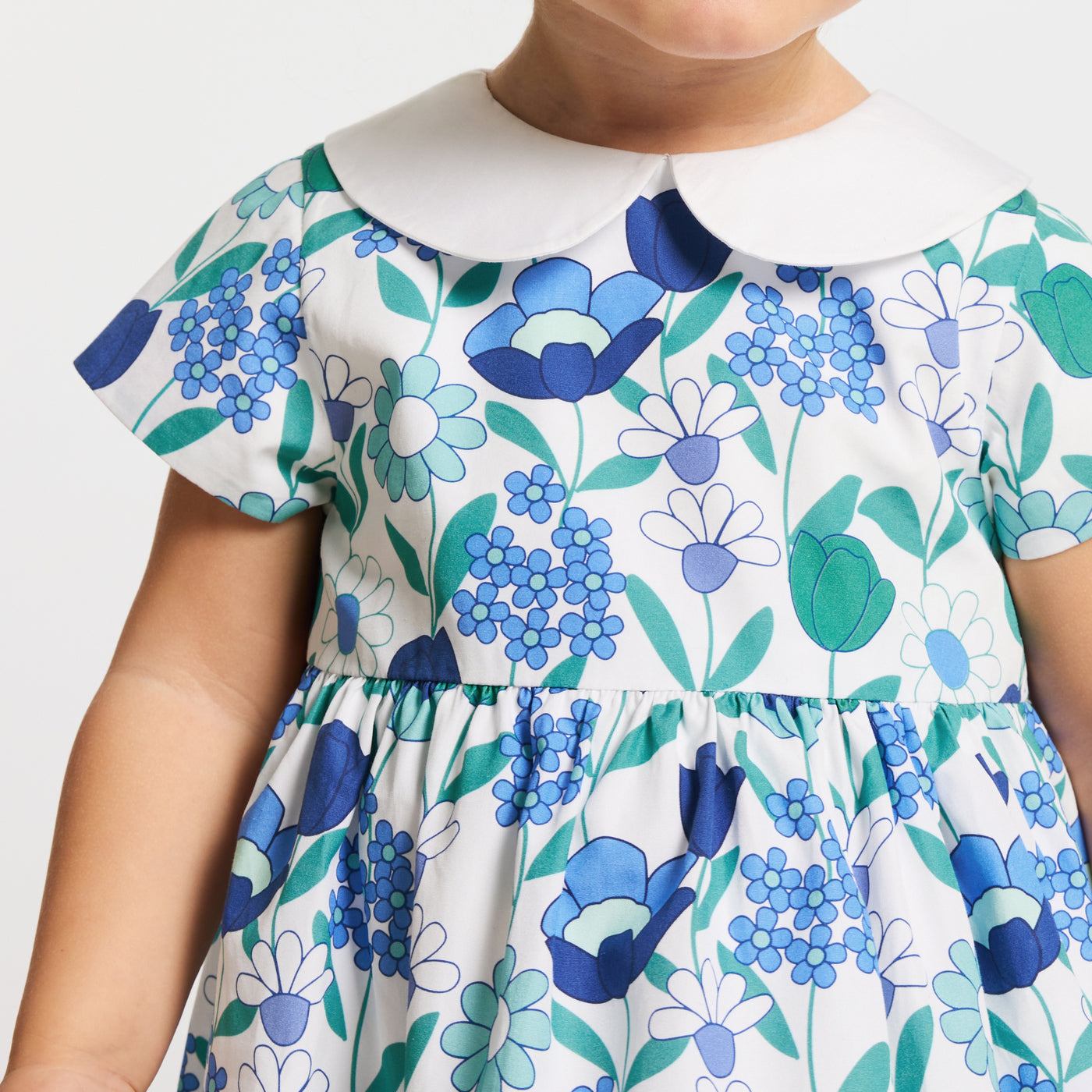 Baby girl floral cotton dress - blanc/multico
