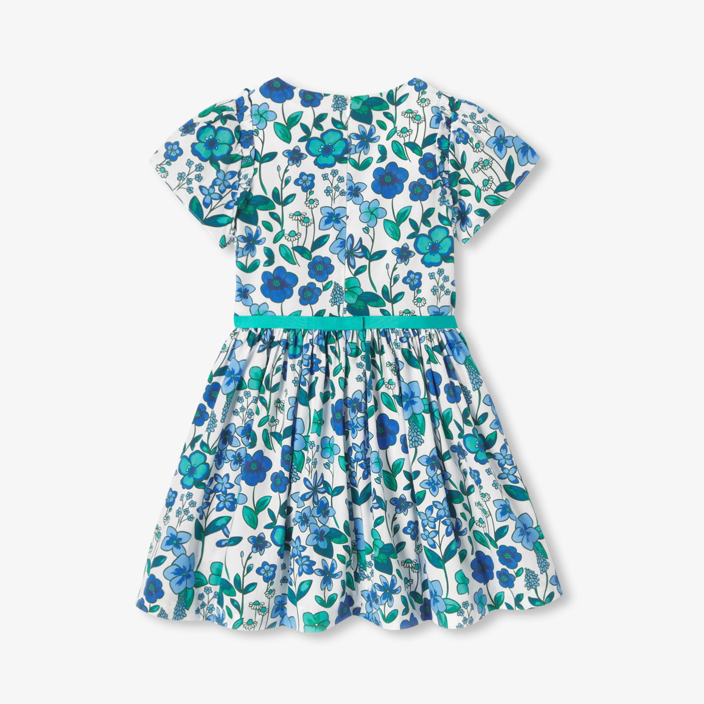 Girl floral print poplin dress - blanc/multico